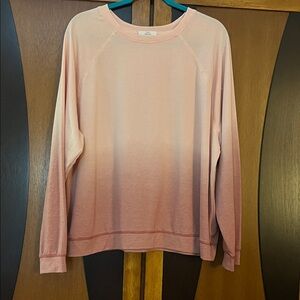 COMO Vintage Super Soft Light Pink to Mauve Ombre Jewel Neck Long Sleeve Top